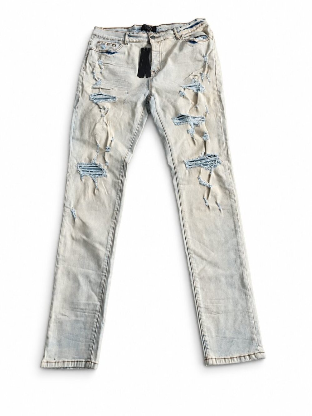 AMIRI Light Indigo Distressed Ripped Skinny Jeans Size 32 Men's Denim
